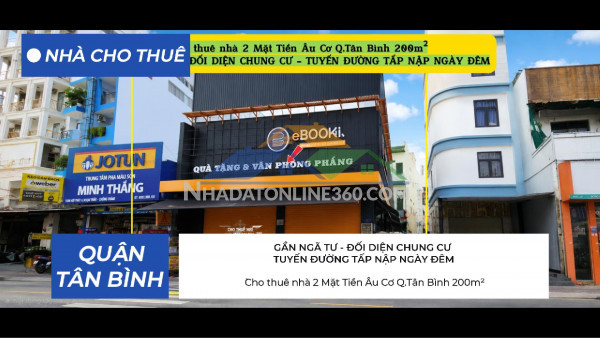 Cho thuê nhà 2 mặt tiền âu cơ 200m² , ngang lớn 10m - gần ngã tư - đối diện chung cư