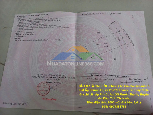 Đầu tư là sinh lời - chính chủ cần bán nhanh lô đất ấp...