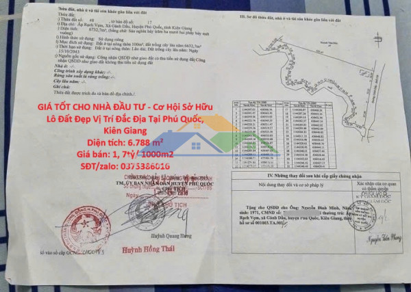 Giá tốt cho nhà đầu tư - cơ hội sở hữu lô đất đẹp vị trí đắc địa tại phú quốc, kiên giang