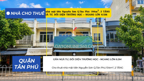 Cho thuê nhà mặt tiền nguyễn sơn 104m², 2 tầng - gần ngã tư,...
