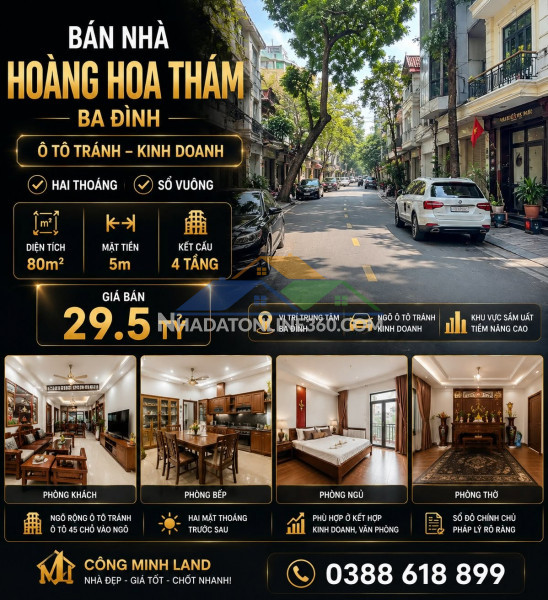 Bán nhà hoàng hoa thám - ba đình - ô tô tránh kinh doanh - hai thoáng - 80m2 - 4 tầng - mt 5m - 29.5 tỷ