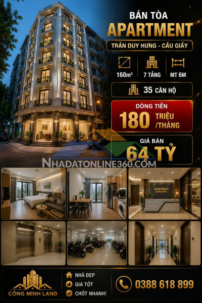 Bán tòa apartment từ hoa - tây hồ - thang máy - gần hồ tây - dòng tiền 85 triệu/tháng - 65m2 - 9 tầng - 30 tỷ