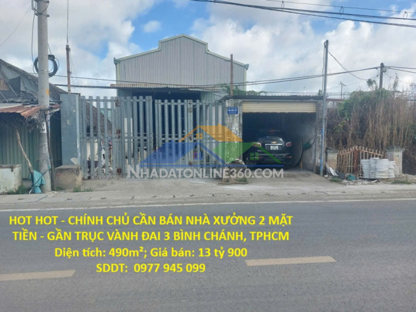 Hot hot - chính chủ cần bán nhà xưởng 2 mặt tiền - gần trục vành đai 3 bình chánh, tphcm