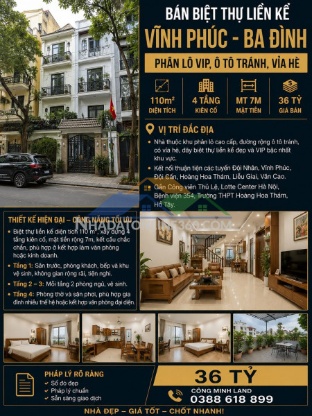 Bán biệt thự liền kề vĩnh phúc - ba đình - phân lô vip, ô tô...