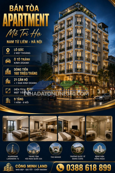 Bán tòa apartment mễ trì - nam từ liêm - lô góc - ô tô kd - dt 160...