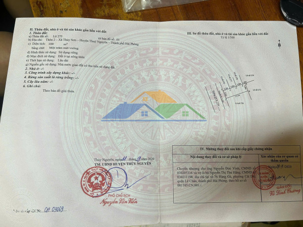 Đầu tư là sinh lời - chính chủ cần bán đất tại thôn 2 xã thủy sơn, huyện thủy nguyên, hải phòng( khu khâu da)