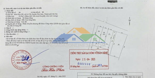 Bán 44 m2 đất kim hồ – thuận an, gia lâm – ô tô đỗ cửa – đường thông – giá nhỉnh 3 tỷ