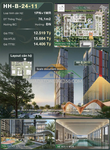 Căn 1pn+1mr diện tích 76.1m² – không gian linh hoạt cho gia đình trẻ