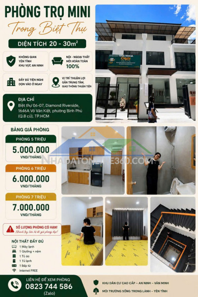 Cho thuê phòng mini cao cấp trong biệt thự diamond riverside – không...