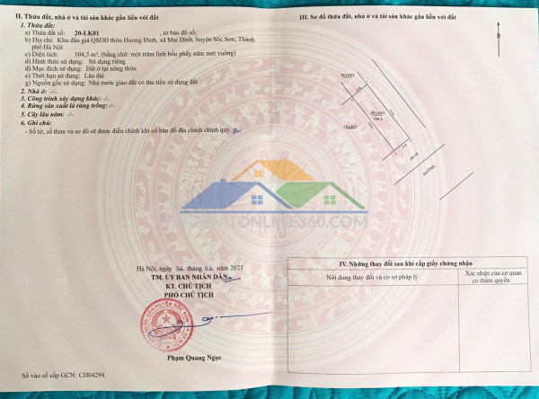 Đất chính chủ - tiềm năng tại khu đấu giá hương đình, xã mai đình, sóc sơn, hà nội