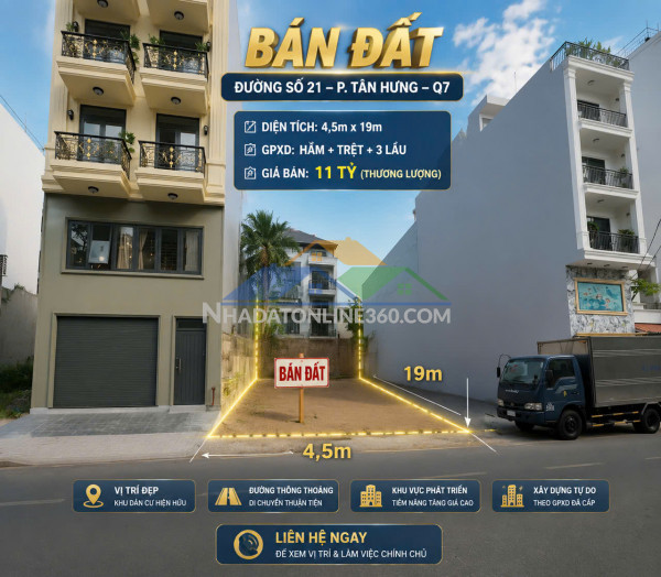 Bán đất đường số 21 p. tân hưng, quận 7