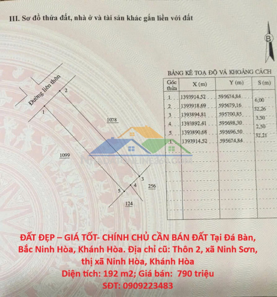 Đất đẹp – giá tốt- chính chủ cần bán đất tại đá bàn, bắc ninh hòa, khánh hòa