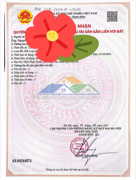 Chỉ 850 triệu / 100m2, full thổ cư, đất cửa ngõ thủ đô, sóc sơn, hà nội