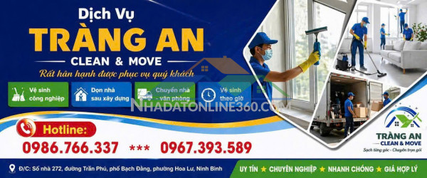 Dịch vụ vệ sinh chuyên nghiệp tràng an – nhanh chóng – sạch sẽ – giá hợp lý
