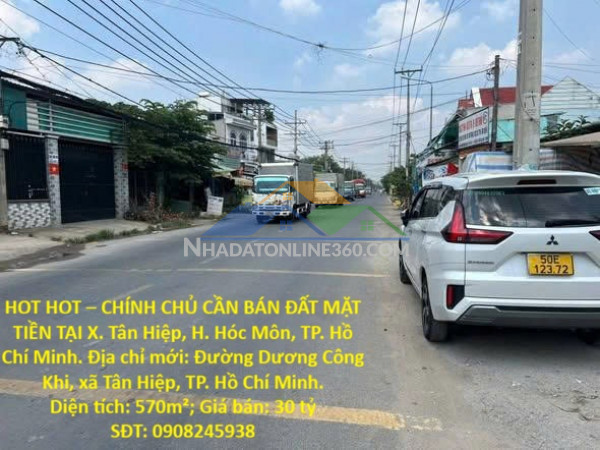 Hot hot – chính chủ cần bán đất mặt tiền tại x. tân hiệp, h. hóc môn, tp. hồ chí minh