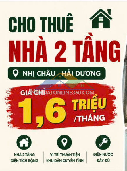 Cho thuê nhà nguyên căn – nhị châu, hải dương- chỉ hơn 1tr