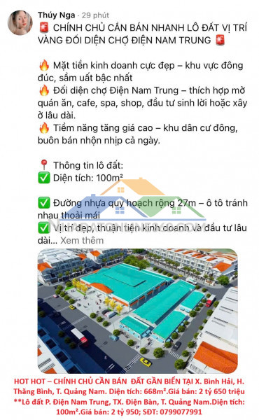 Hot hot – chính chủ cần bán 2 lô đất gần biển tại x. bình hải - tx. điện bàn, t. quảng nam.