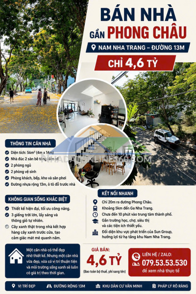 Bán nhà tái định cư đất lành vĩnh thái nha trang. nhà đổ 2 mê, đường nhựa 13m