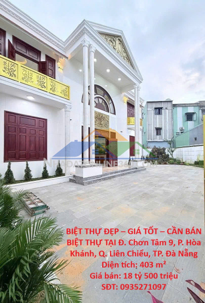 Biệt thự đẹp – giá tốt – cần bán biệt thự tại đ. chơn tâm 9, p. hòa khánh, q. liên chiểu, tp. đà nẵng