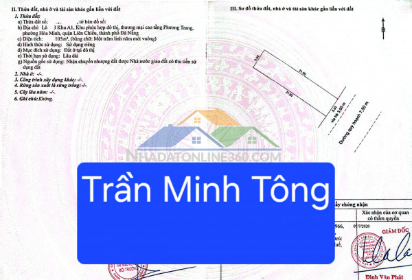 ????????bán đất mặt tiền đường trần minh tông - gần biển