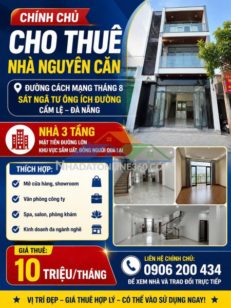 Chính chủ cần cho thuê nhà đường cách mạng tháng 8, sát ngã...