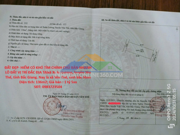 Đất đẹp- hiếm có khó tìm chính chủ bán nhanh lô đất vị trí đắc địa tại huyện yên thế, tỉnh bắc giang