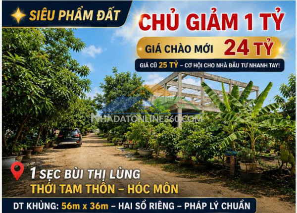 Bán gấp đất 1000m2 trần văn mười, hóc môn. dòng tiền tốt, giá 28 tỷ.