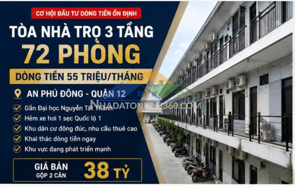 Bán tòa chdv 72 phòng – 595m² – dòng tiền 55tr – an phú đông, q...