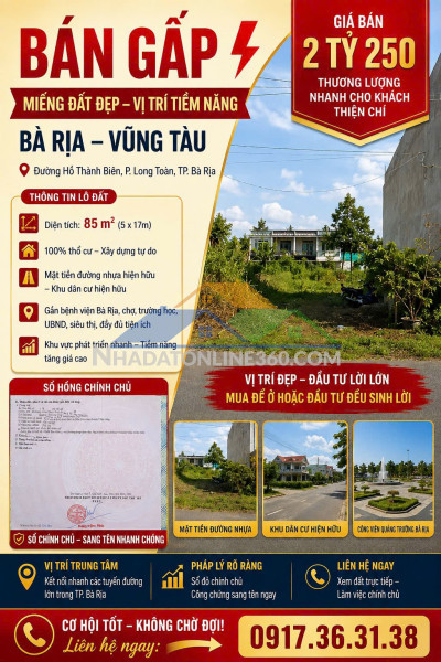Đất đẹp- giá tốt - chính chủ cần bán đất  phường long...