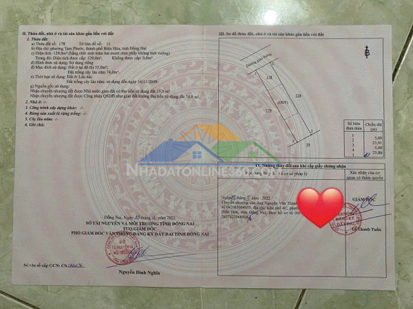 Đầu tư là sinh lời - đất chính chủ tại phường tam phước, tp biên hòa, tỉnh đồng nai