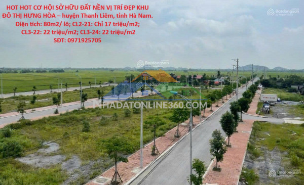 Hot hot cơ hội sở hữu đất nền vị trí đẹp khu đô thị hưng hòa – huyện thanh liêm, tỉnh hà nam
