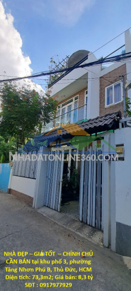 Nhà đẹp – giá tốt  – chính chủ cần bán tại khu phố 3, phường tăng nhơn phú b, thủ đức, hcm