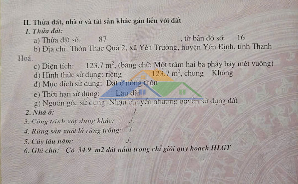 Hot hot – cần bán đất gần nhà xe hoàng đông, phố kiểu, x. yên trường, h. yên định, t. thanh hóa