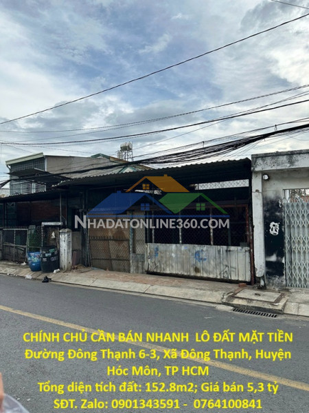 Chính chủ cần bán nhanh  lô đất mặt tiền đường đông thạnh...