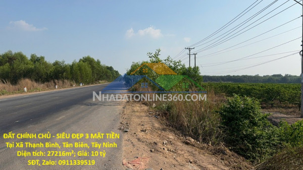 Đất chính chủ - siêu đẹp 3 mặt tiền tại xã thạnh bình, tân biên, tây ninh