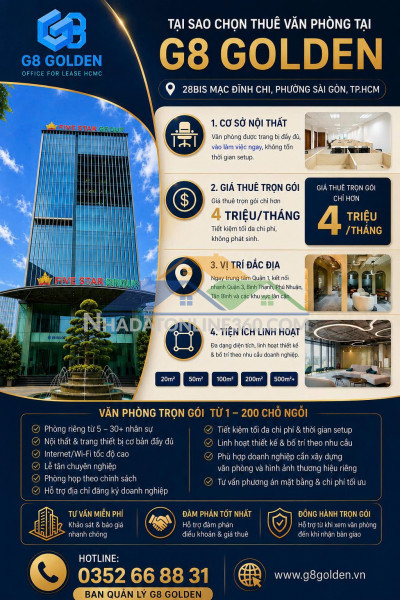 Cho thuê văn phòng trọn gói – full nội thất – full tiện ích