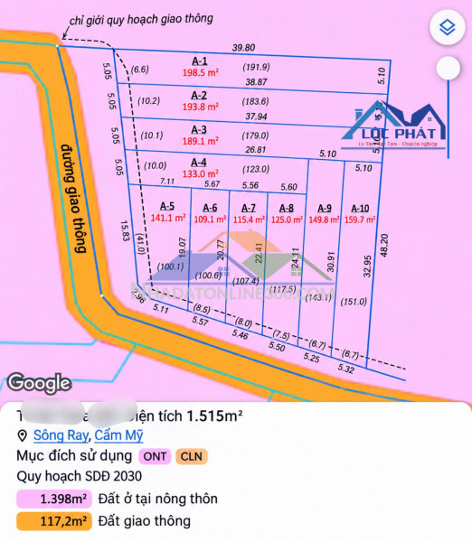 BÁN ĐẤT NỀN SÔNG RAY – CẨM MỸ | GIÁ QUÁ TỐT CHỈ 4,5 TỶ/10 NỀN