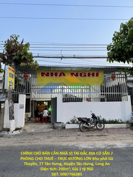Chính chủ bán căn nhà vị trí đắc địa có sẵn 7 phòng cho thuê – trục đường lớn tt tân hưng, long an