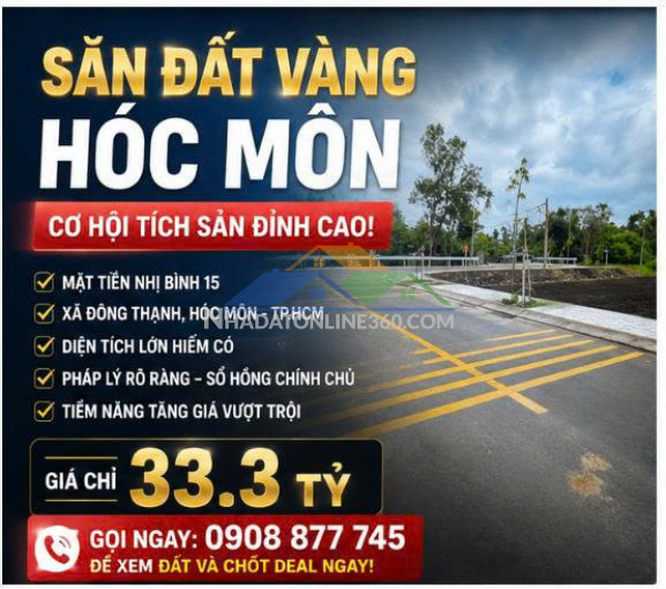 Đất mặt tiền nhị bình 15, hóc môn 3920m2, bán gấp chỉ 33.3 tỷ.