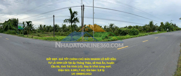 Đất đẹp- giá tốt chính chủ bán nhanh lô đất đầu tư là sinh lời tại huyện cầu kè, tỉnh trà vinh