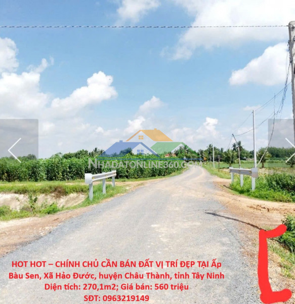 Hot hot – chính chủ cần bán đất vị trí đẹp  tại xã hảo đước, huyện châu thành, tỉnh tây ninh