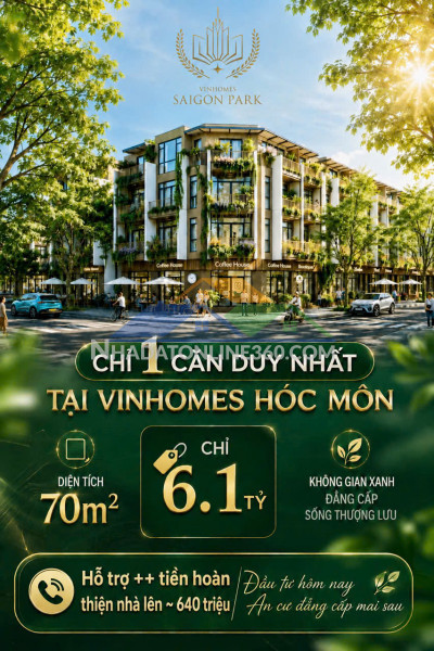 Nhà mặt tiền 4 tầng 70m2 vinhomes hóc môn:chỉ 6,1 tỷ.(hỗ trợ thêm hoàn thiện nhà tới 640tr)