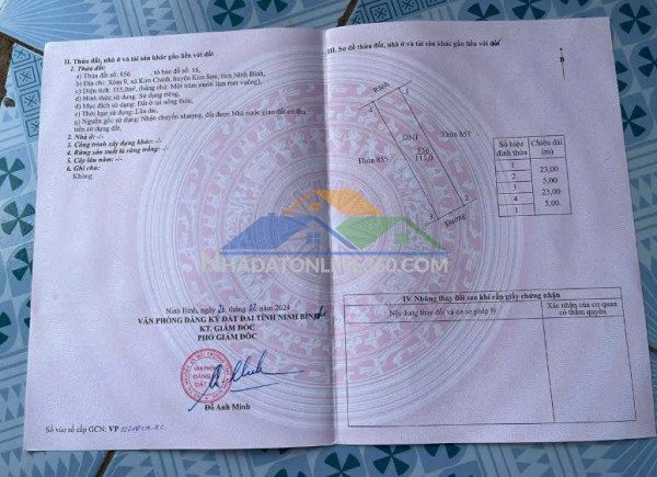 Chính chủ cần bán 2 lô đất liền kề – xóm 9 - xã kim chính - huyện kim sơn - tỉnh ninh bình.