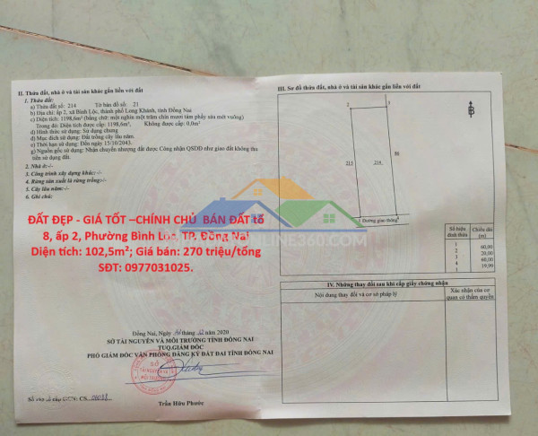 Đất đẹp - giá tốt –chính chủ  bán đất tổ 8, ấp 2, phường bình lộc, tp. đồng nai