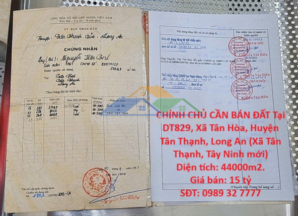 Hot đầu tư sinh lời – chính chủ cần bán đất tại xã tân hòa, huyện tân thạnh, long an
