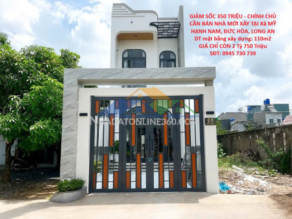 Giảm sốc 350 triệu - chính chủ cần bán nhà mới xây tại xã mỹ hạnh nam, đức hòa, long an