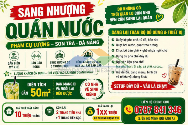 Mình cần sang nhượng lại quán nước do không có thời gian lo cho...