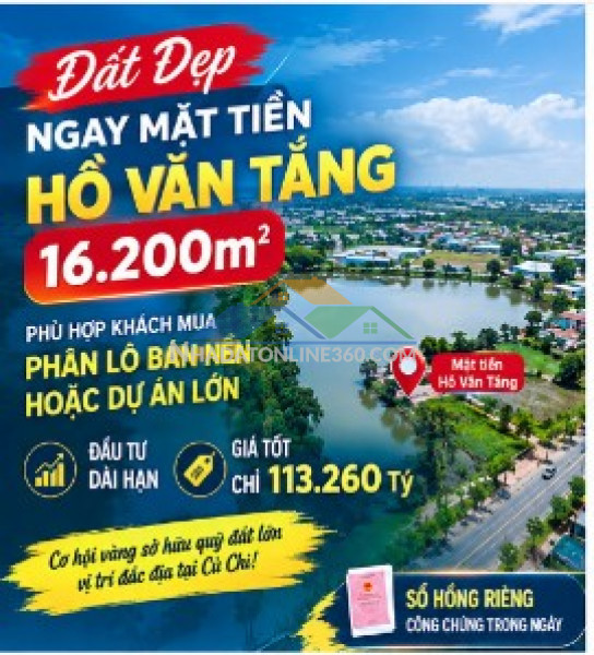 Bán gấp! đất 1.62ha hồ văn tắng, tân phú trung, củ chi. đầu tư sinh lời 113 tỷ