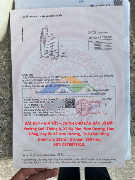 Đất đẹp – giá tốt – chính chủ cần bán lô đất đường suối thông b, xã đạ ròn, đơn dương, lâm đồng