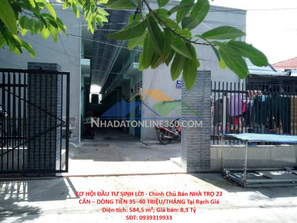 Cơ hội đầu tư sinh lời - chính chủ bán nhà trọ 22 căn – dòng tiền 35–40 triệu/tháng tại rạch giá